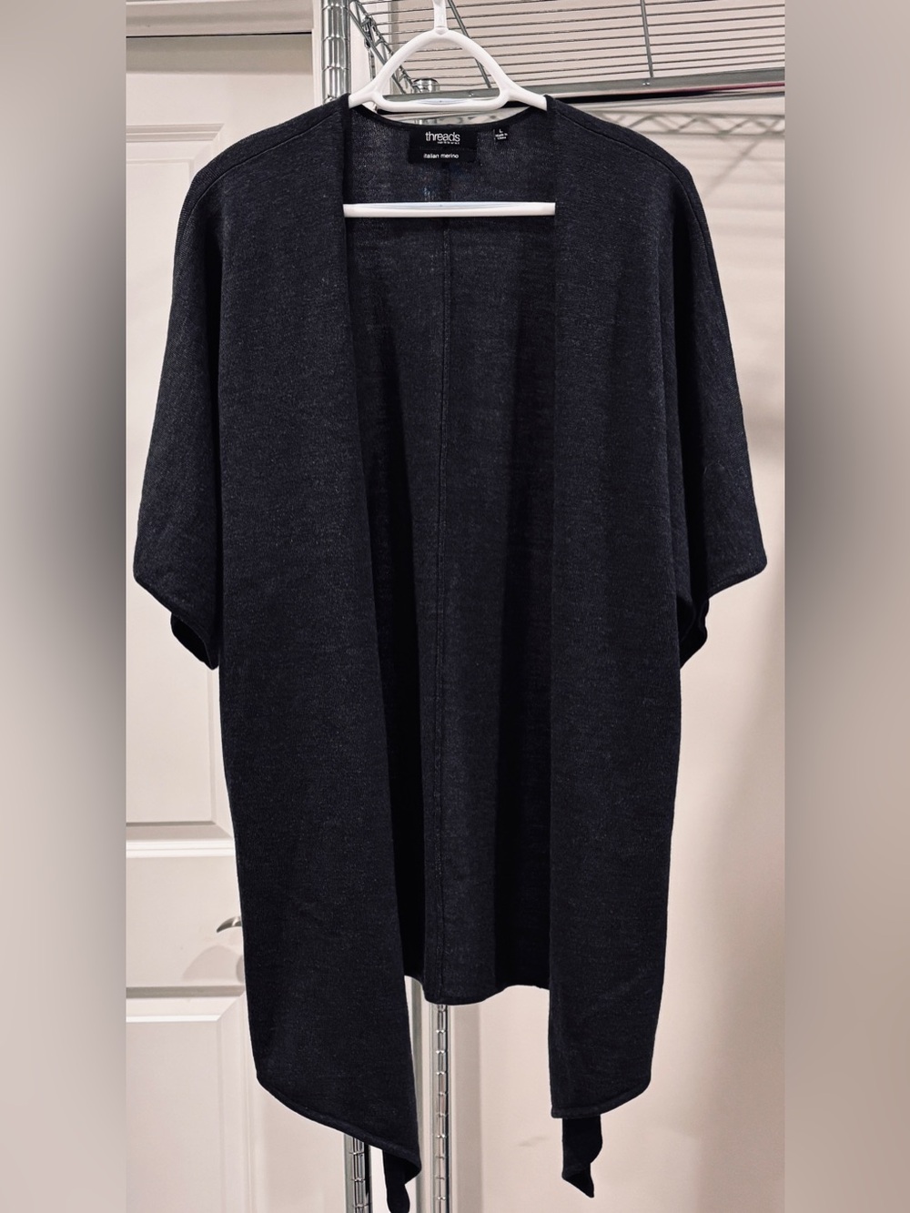 Threads Saks Fifth Avenue Italian merino wool dark gray cocoon sweater Sz large